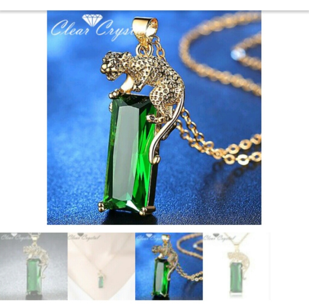 Gold filled green AAA CZ necklace